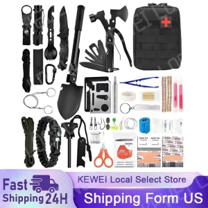 Outdoor Survival Tool Set with First Aid & Self-Defense Gear